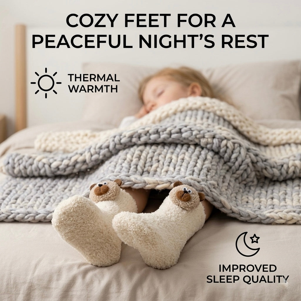Kids Animal Fuzzy Socks - White Polar Feet