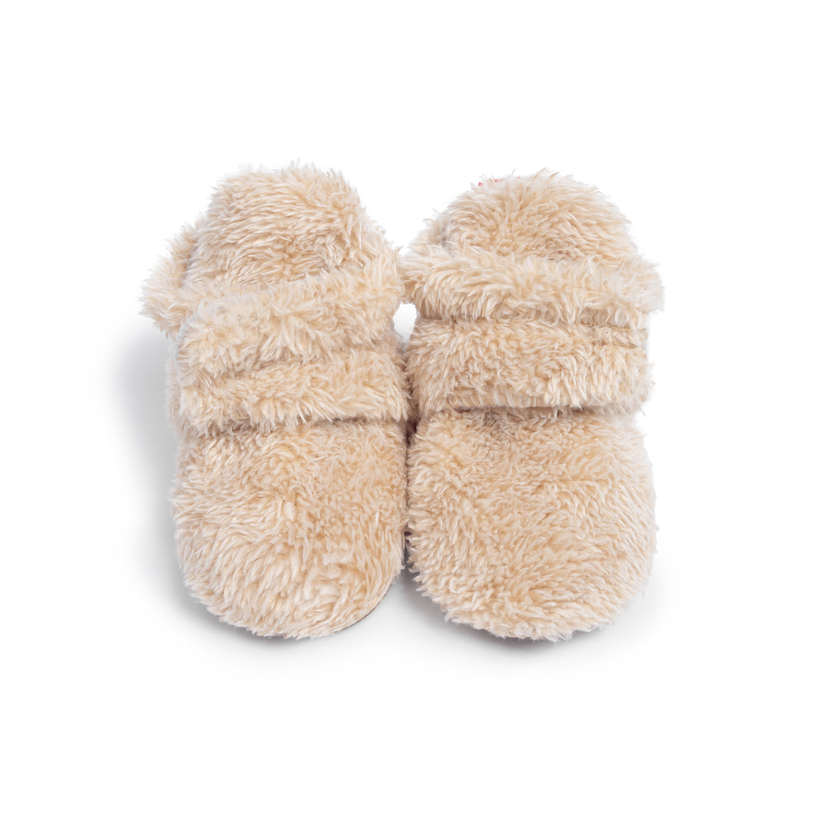 Faux Furry Baby Booties with Grippers - Apricot Polar Feet
