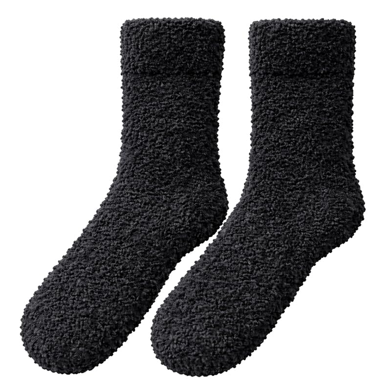Non-Slip Fuzzy Crew Socks - Midnight Black | Polar Feet