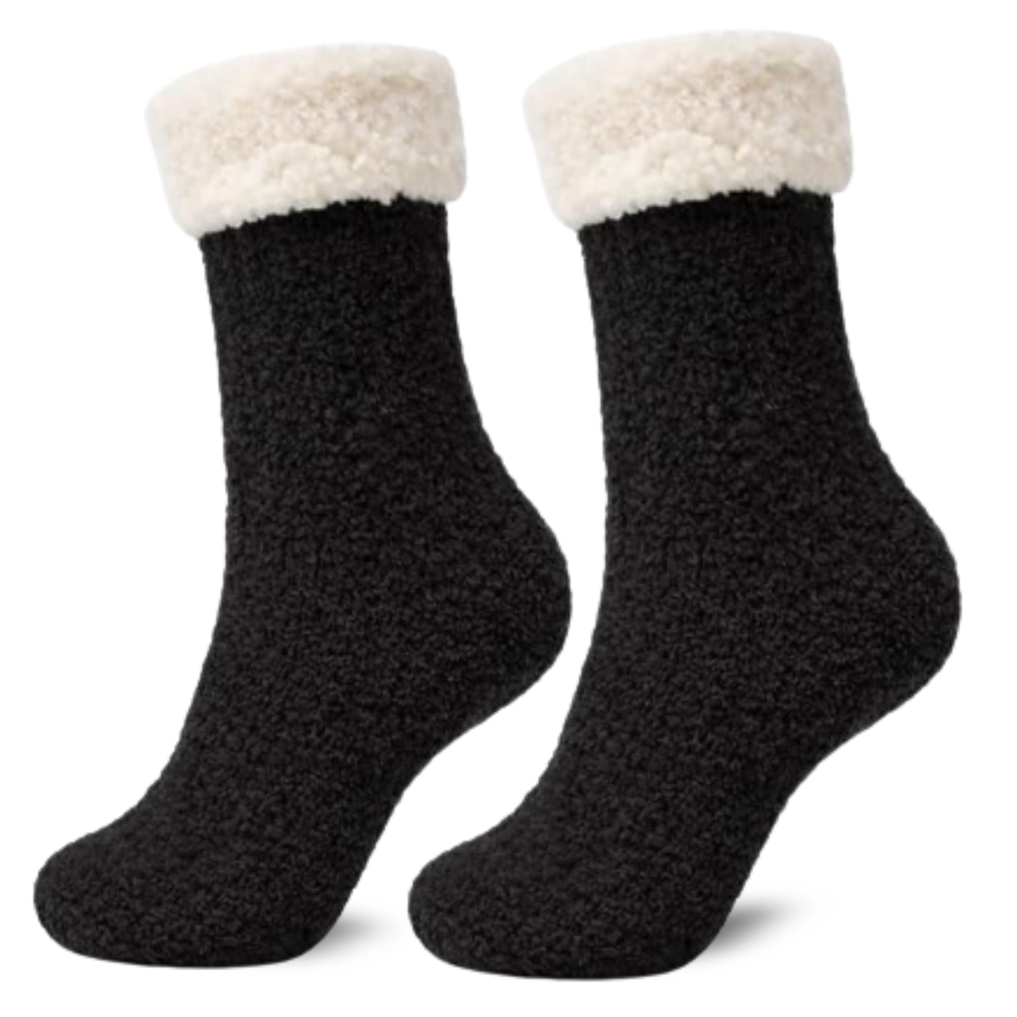 Women's Folded Teddy Fleece Socks 3-Pack - Black - view 7