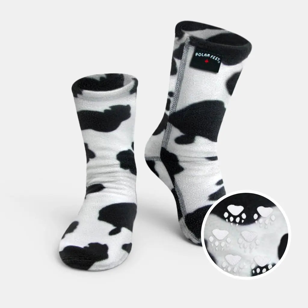 Kids' Nonskid Fleece Socks - Cow Polar Feet