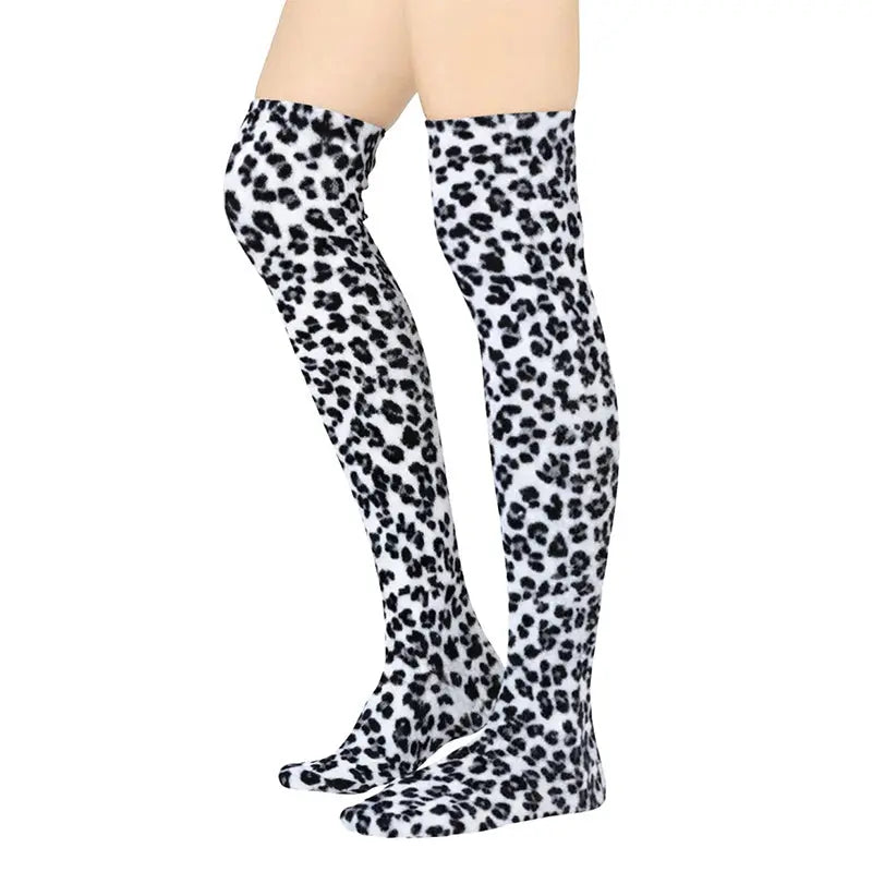 Over-the-Knee Fleece Socks - Snow Leopard Polar Feet