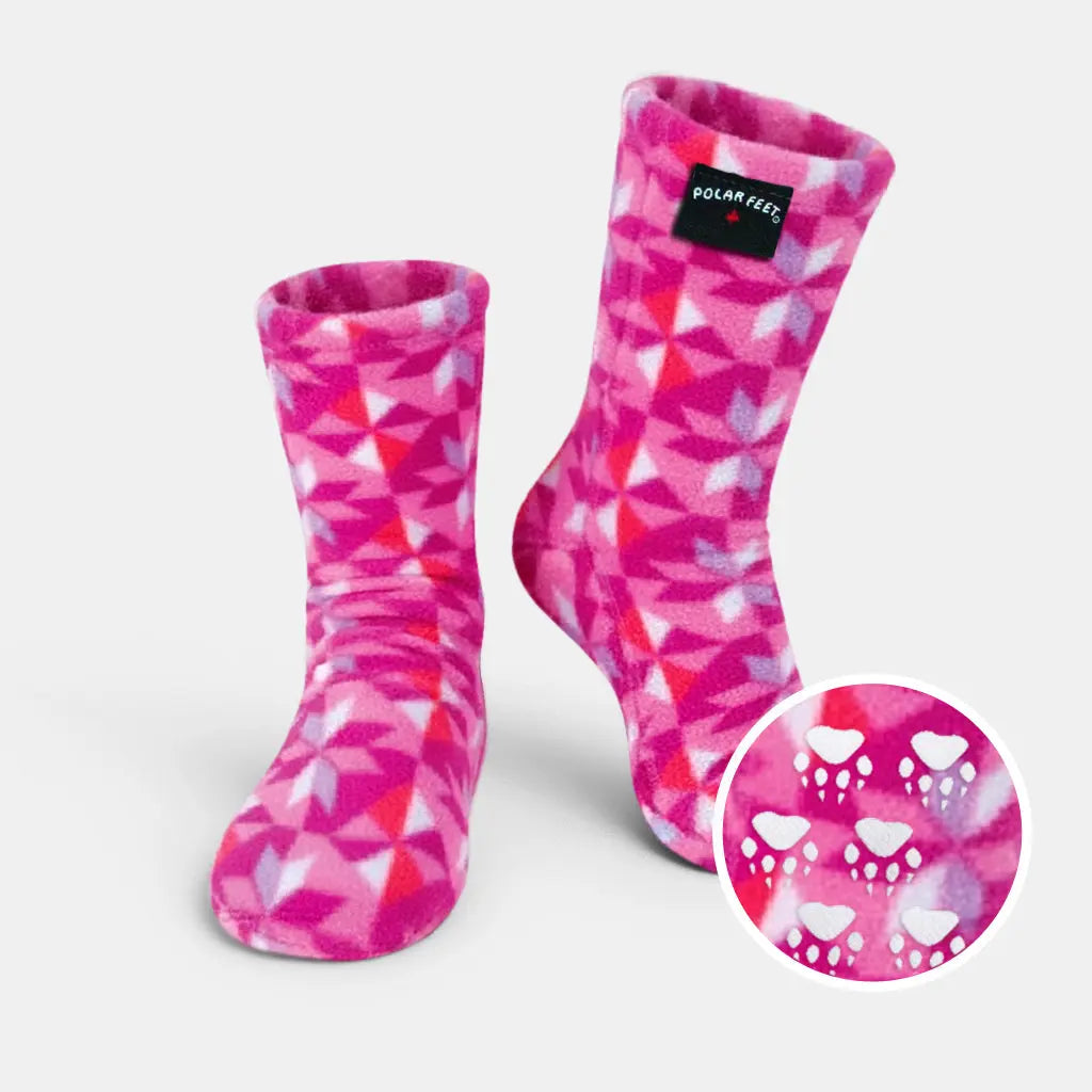 Kids' Nonskid Fleece Socks - Kaleidoscope Polar Feet