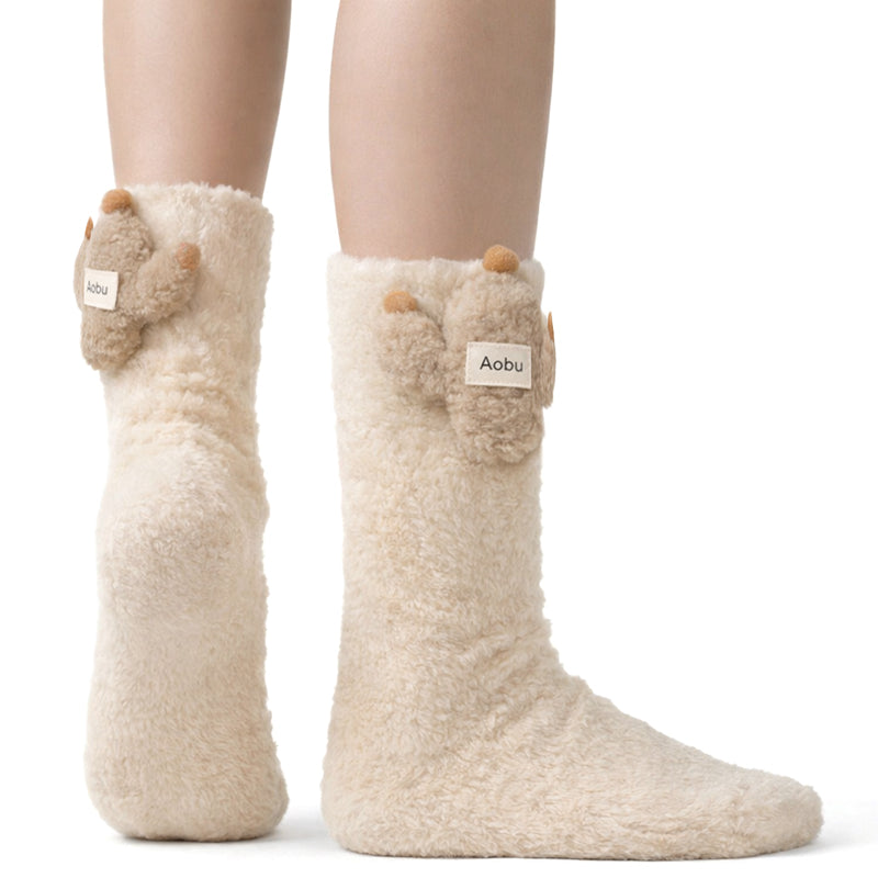 Kids Animal Fuzzy Socks - White Polar Feet