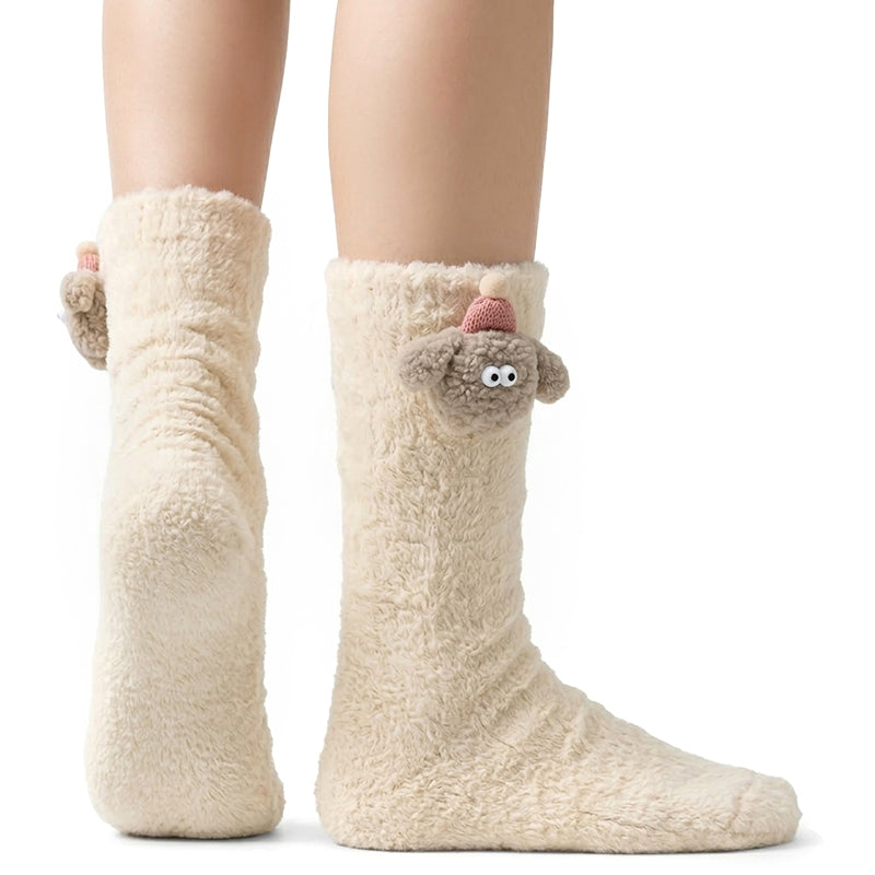 Kids Animal Fuzzy Socks - White Polar Feet