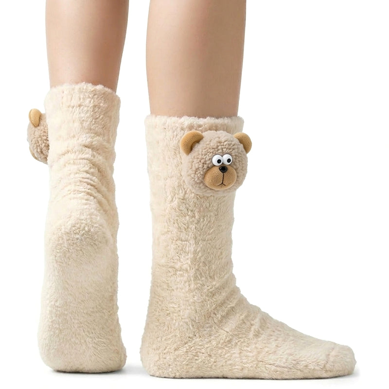 Kids Animal Fuzzy Socks - White Polar Feet