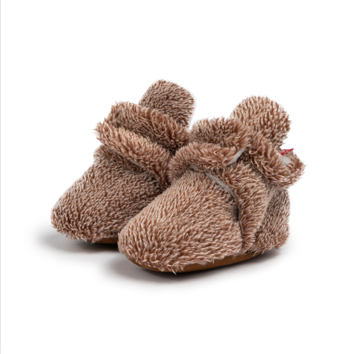 Faux Furry Baby Booties with Grippers - Brown Polar Feet