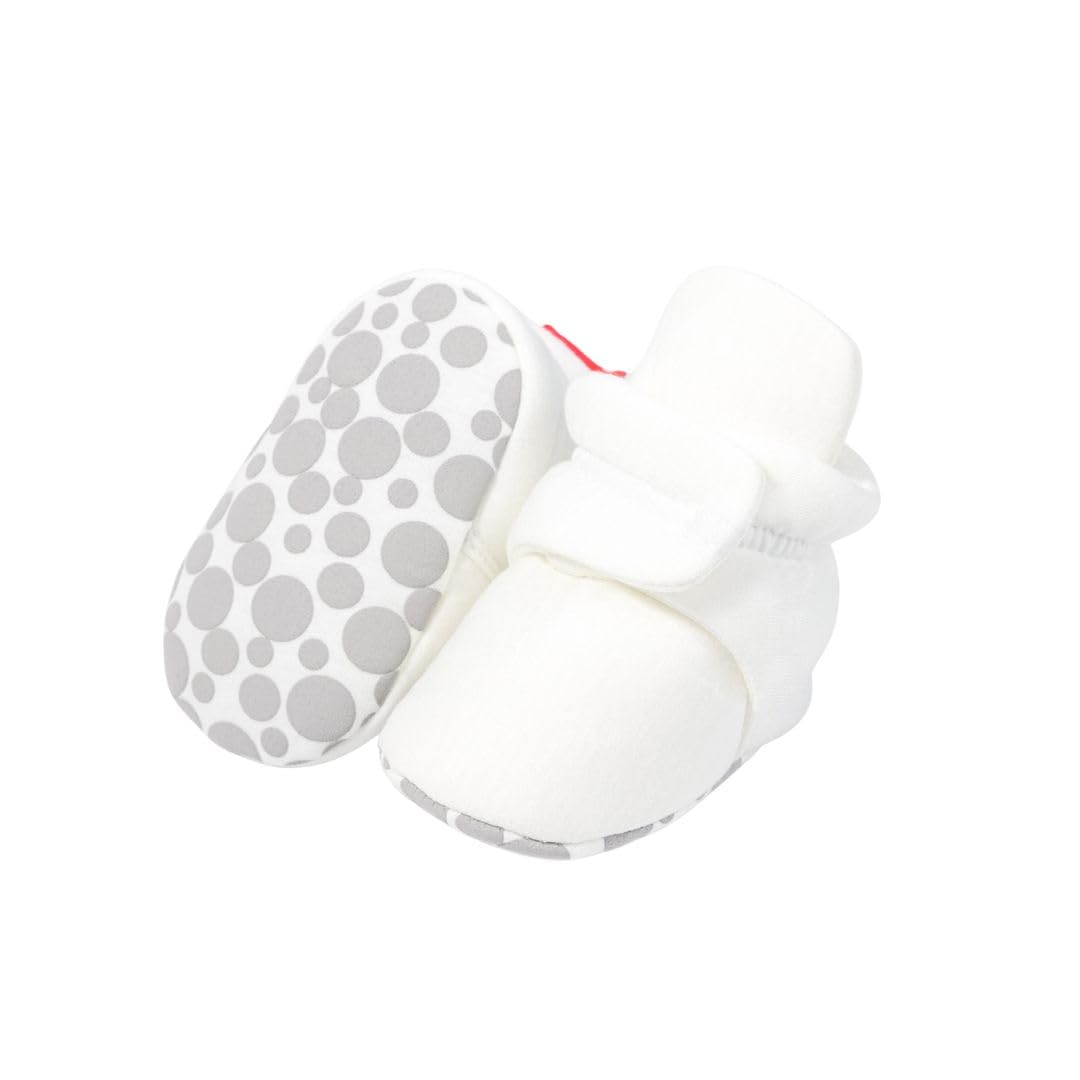 Cotton Baby Booties with Gripper Soles - White Polar Feet