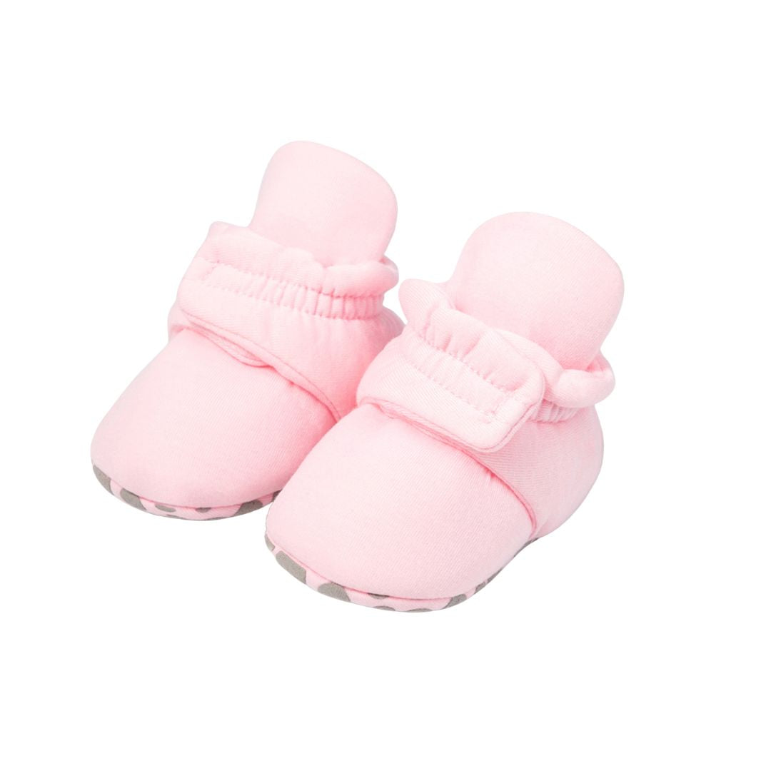 Cotton Baby Booties with Gripper Soles - Pink Polar Feet