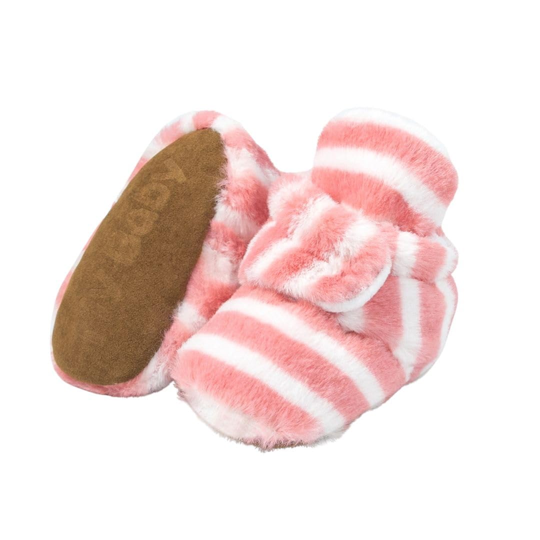 Faux Fur Baby Booties with Grippers - Pink Polar Feet
