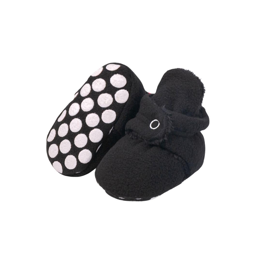 Fleece Baby Booties with Grippers - Black Polar Feet