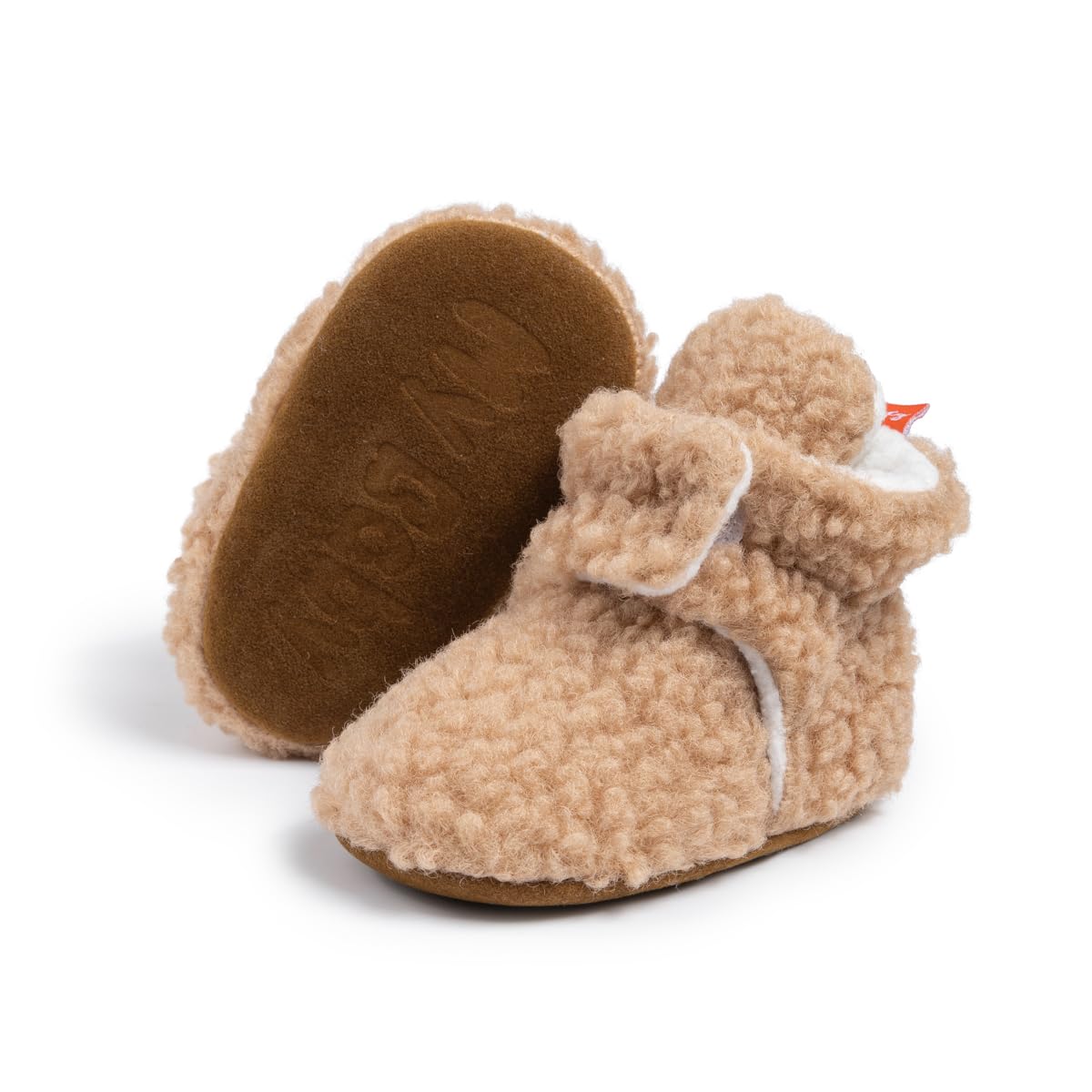 Berber Baby Booties with Snap Closure - Khaki Polar Feet