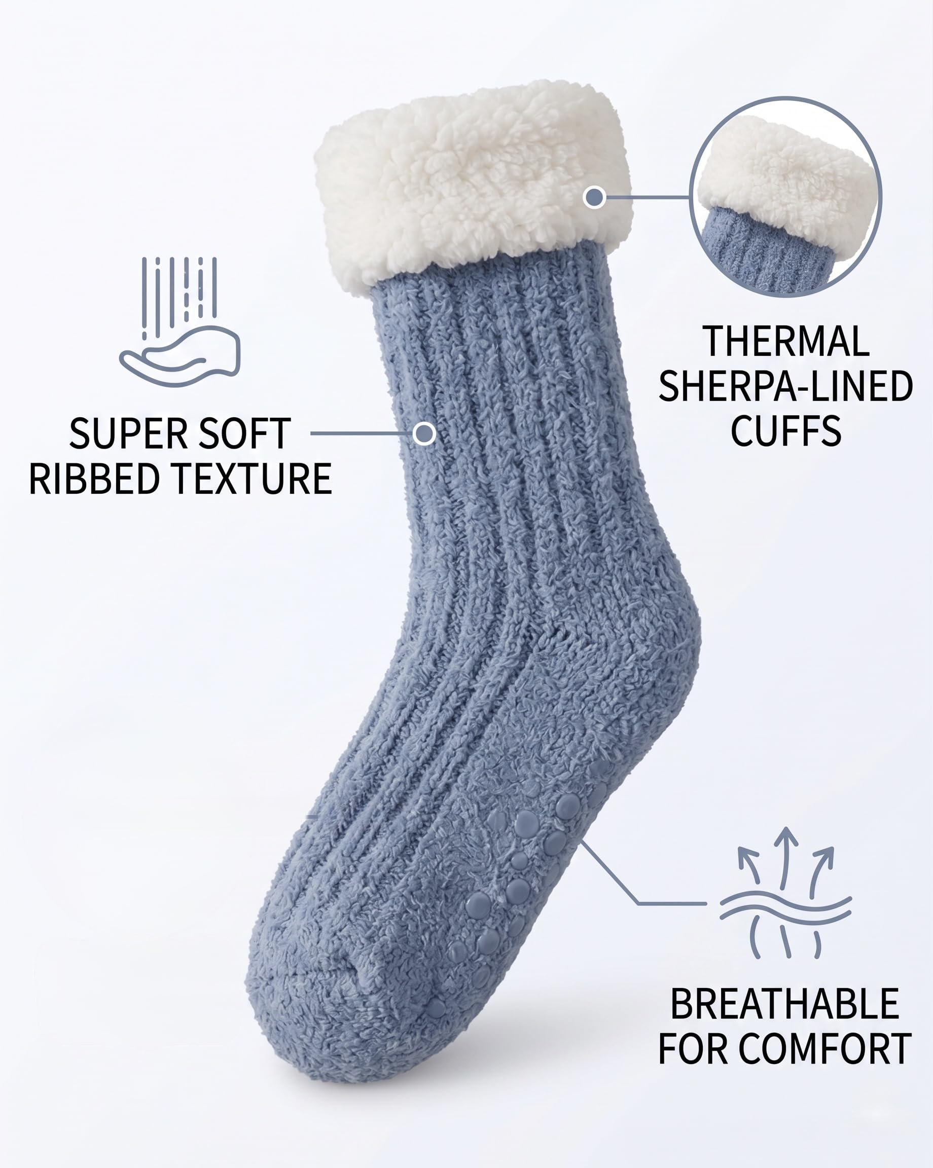 Women's Folded Teddy Fleece Socks 3-Pack - Apricot - view 6