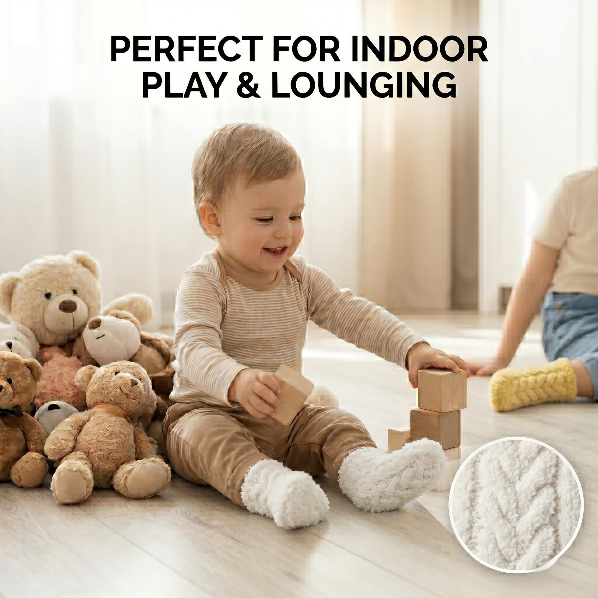Kids Cream Fuzzy Socks 3-Pack - Pink, Peach & Yellow - view 3
