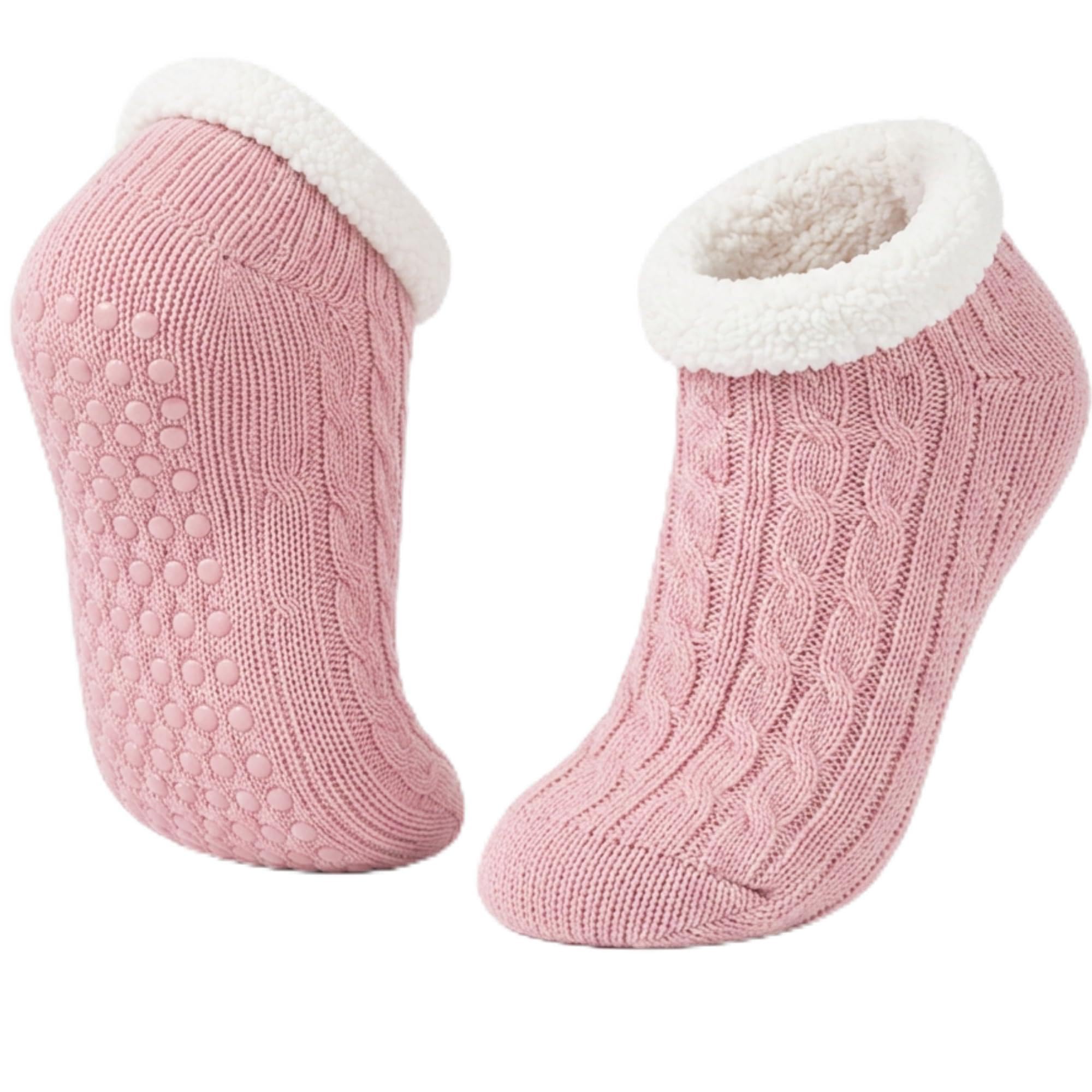 Women's Fuzzy Slipper Socks - Rose Pink - view 1