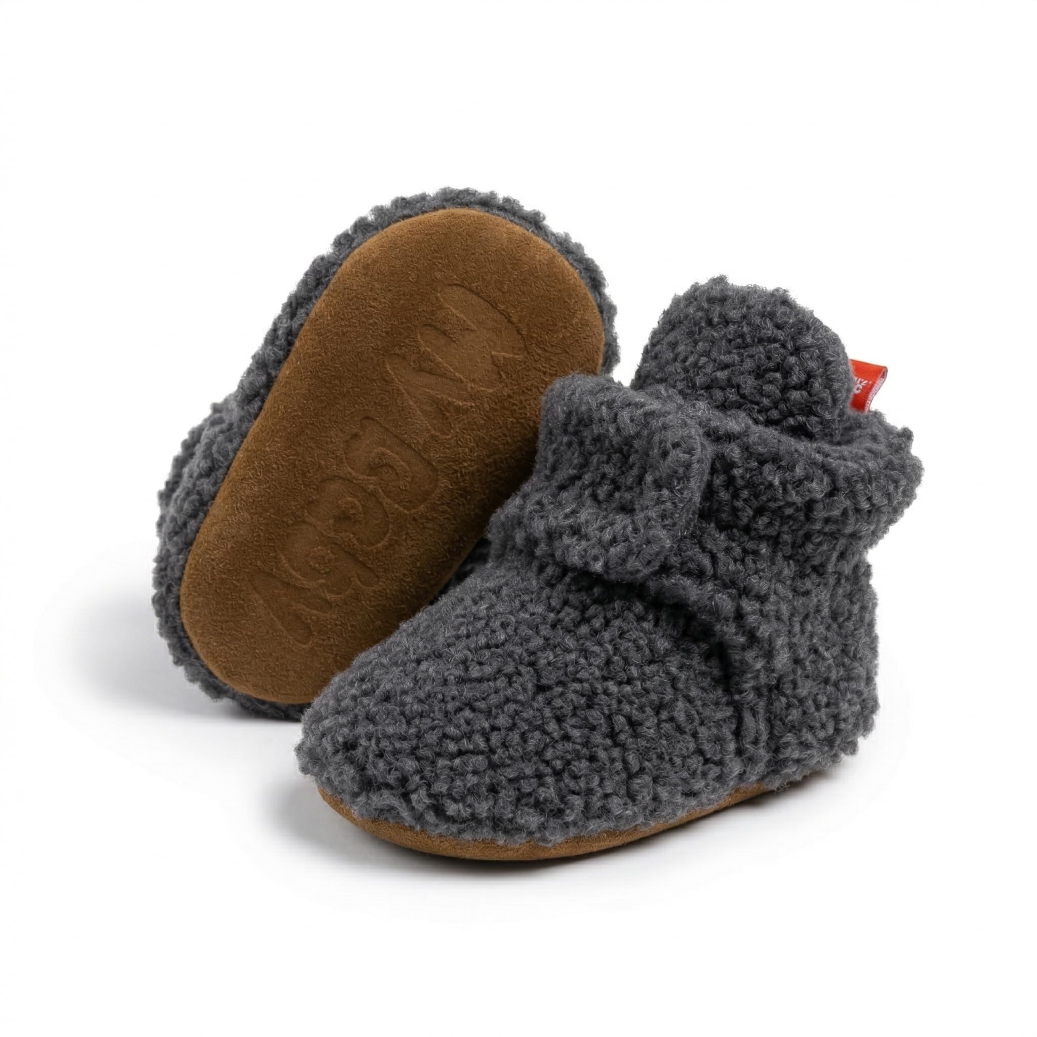 Berber Baby Booties with Snap Closure - Grey Polar Feet
