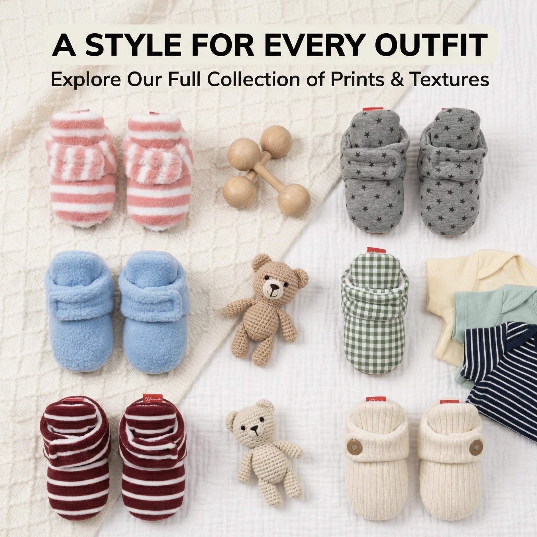 Fleece Baby Booties with Grippers - Black Polar Feet