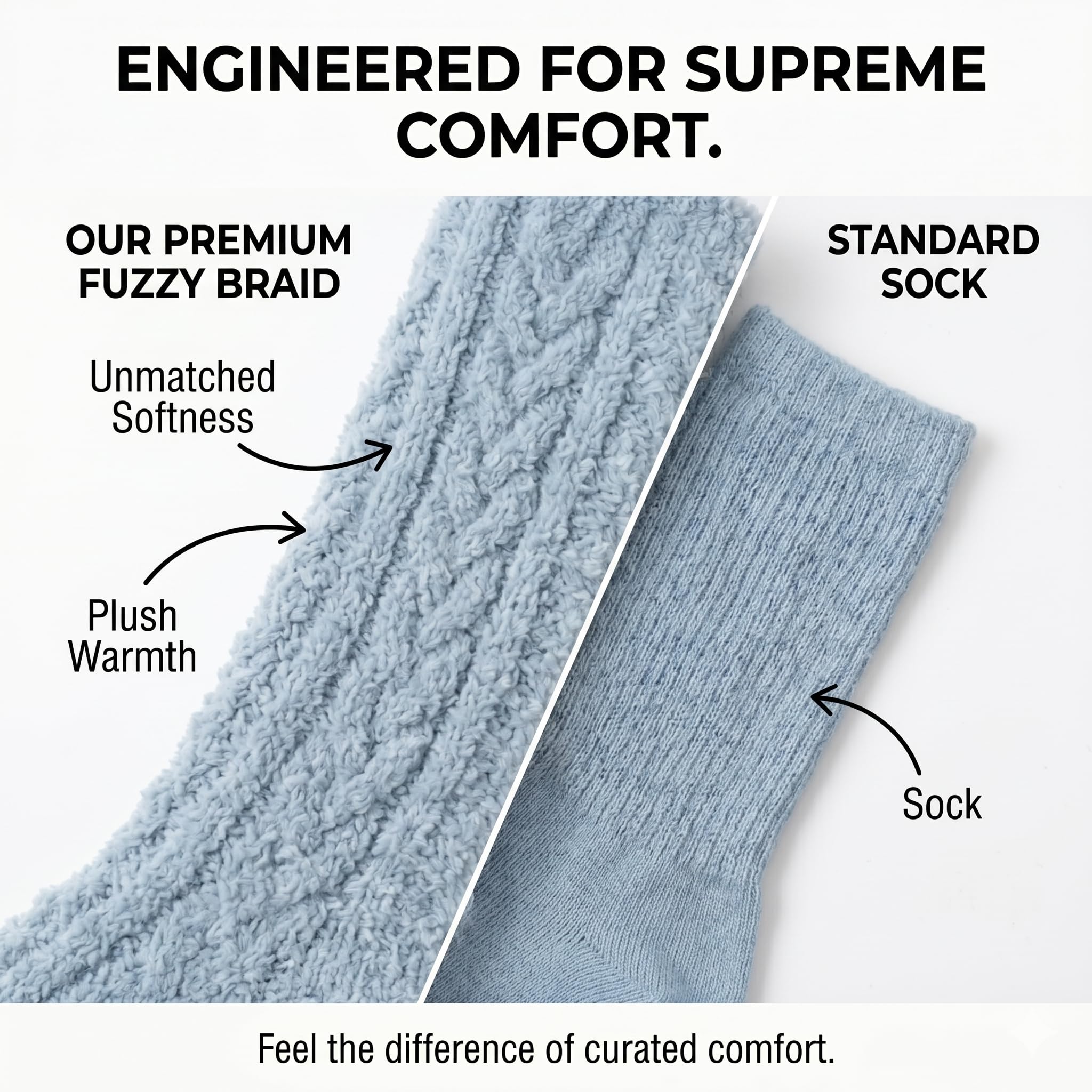 Women's Non-Slip Fuzzy Crew Socks 3-Pack - Charcoal Gray, Silver Gray & Steel Blue - view 4
