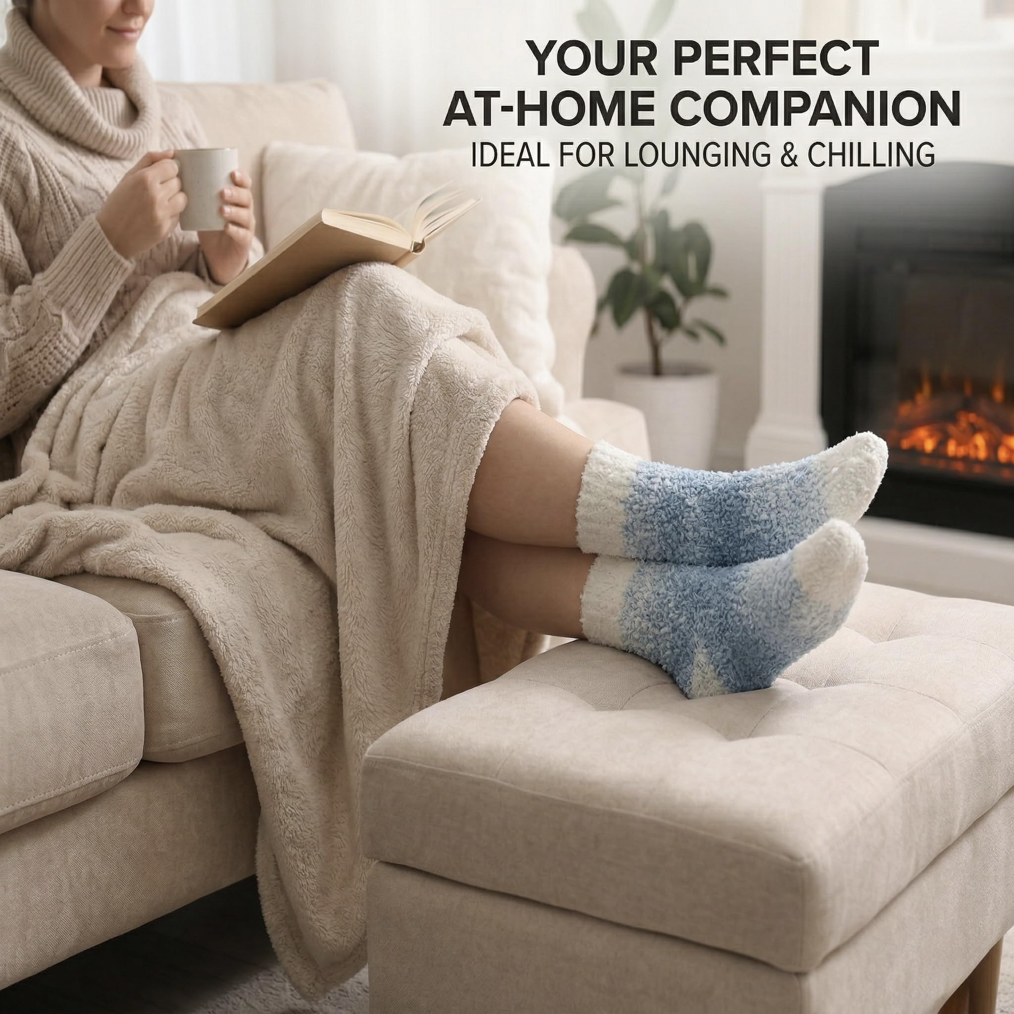 Kids Two-Color Fuzzy Socks 3-Pack - Black, Coffee & Dark Gray - view 4