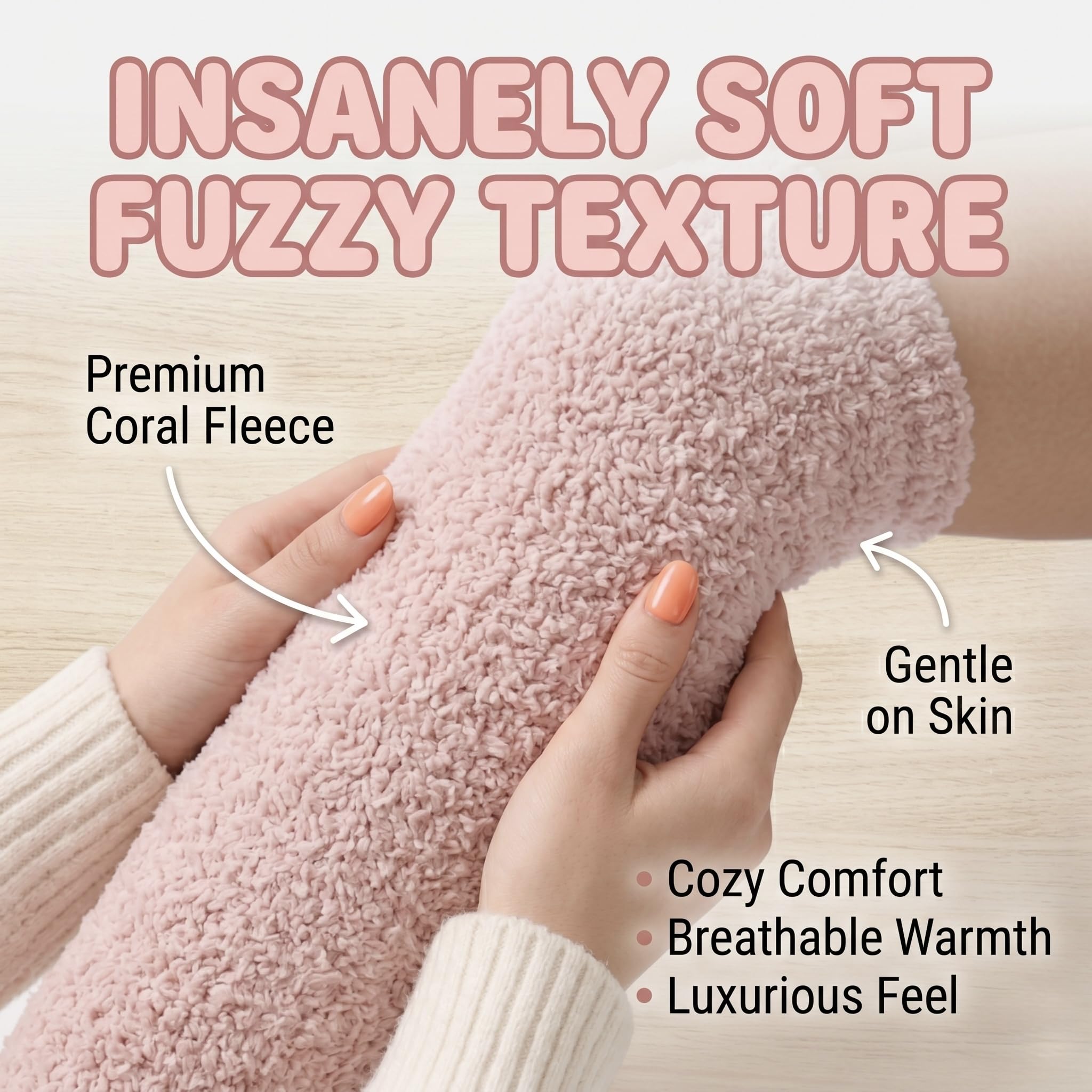 Women's Fuzzy Knee-High Socks 3-Pack - Terracotta, Peach & Sandy Tan - view 3