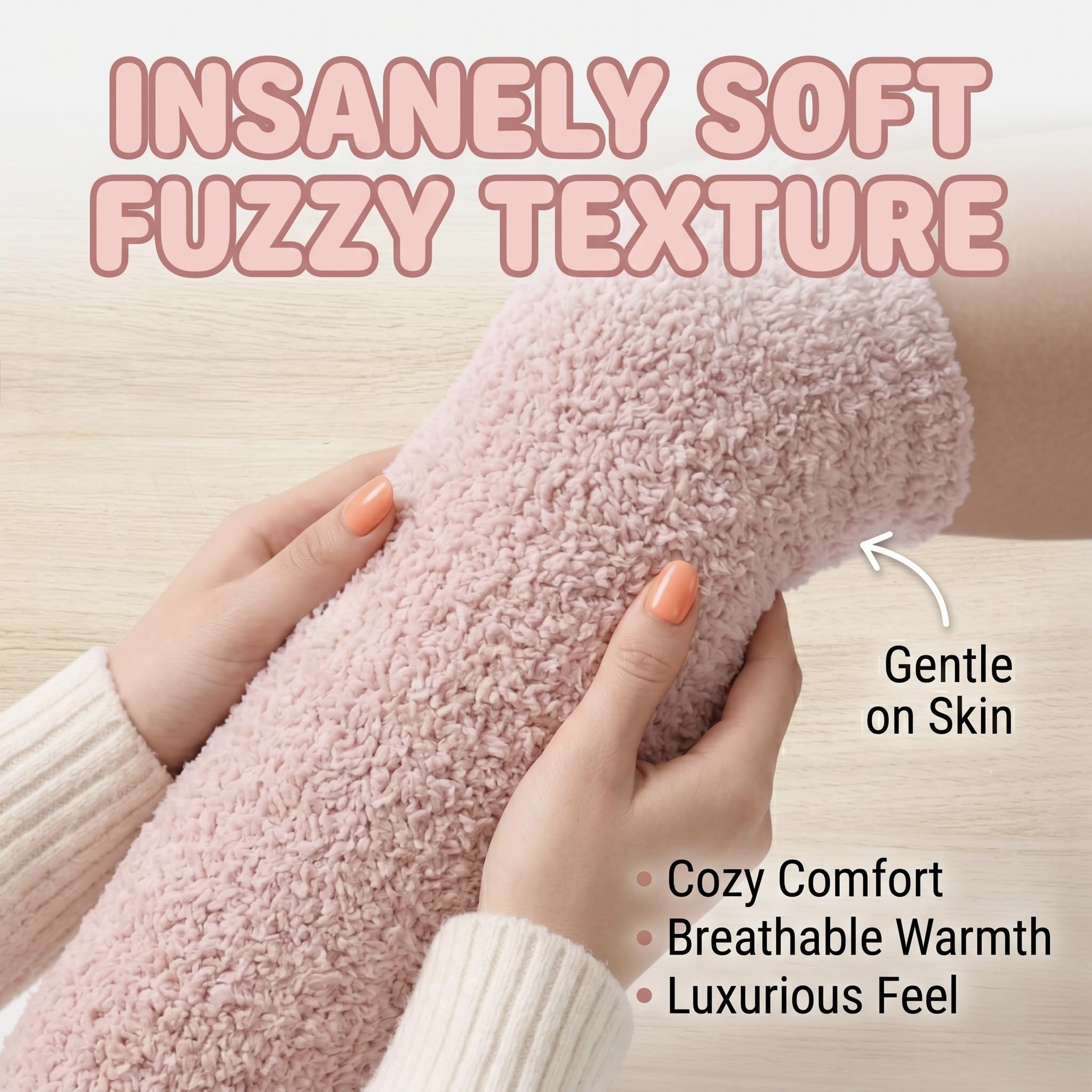 Women's Fuzzy Knee-High Socks - Sandy Tan - view 2
