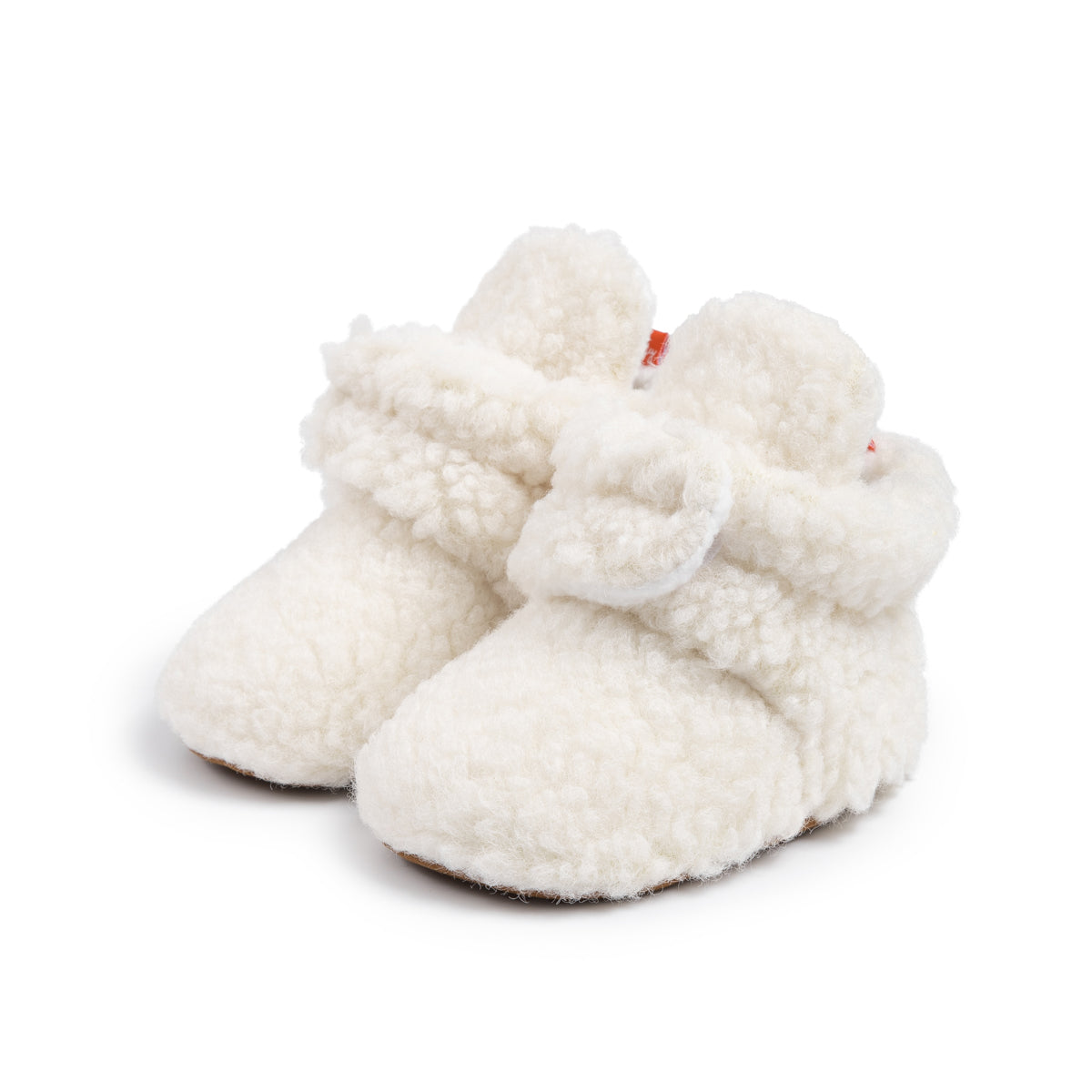 Berber Baby Booties with Snap Closure - White Polar Feet