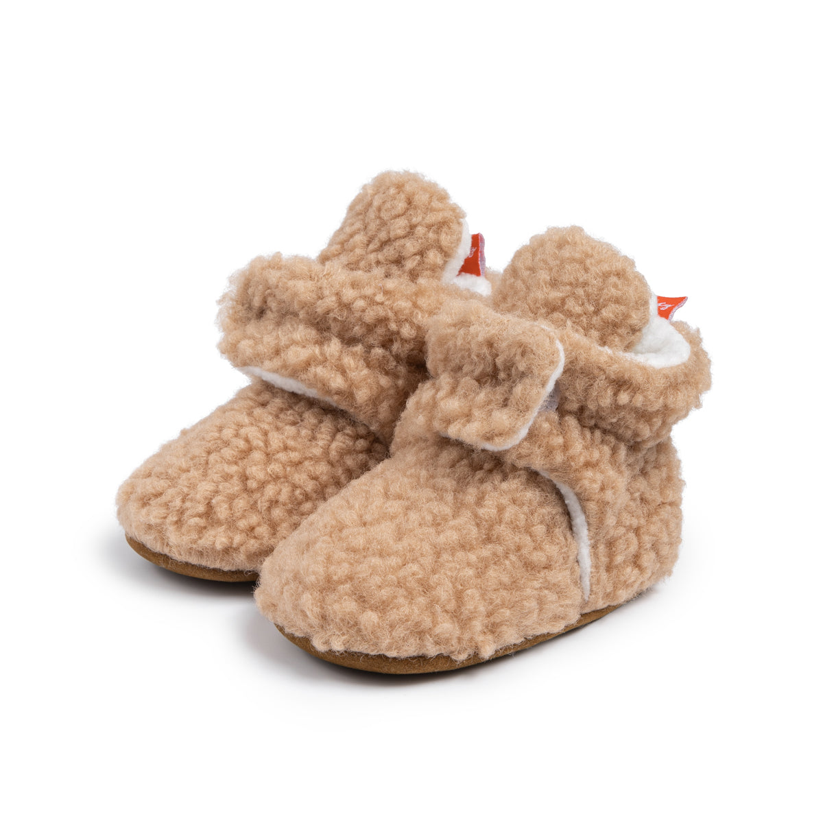 Berber Baby Booties with Snap Closure - Khaki Polar Feet