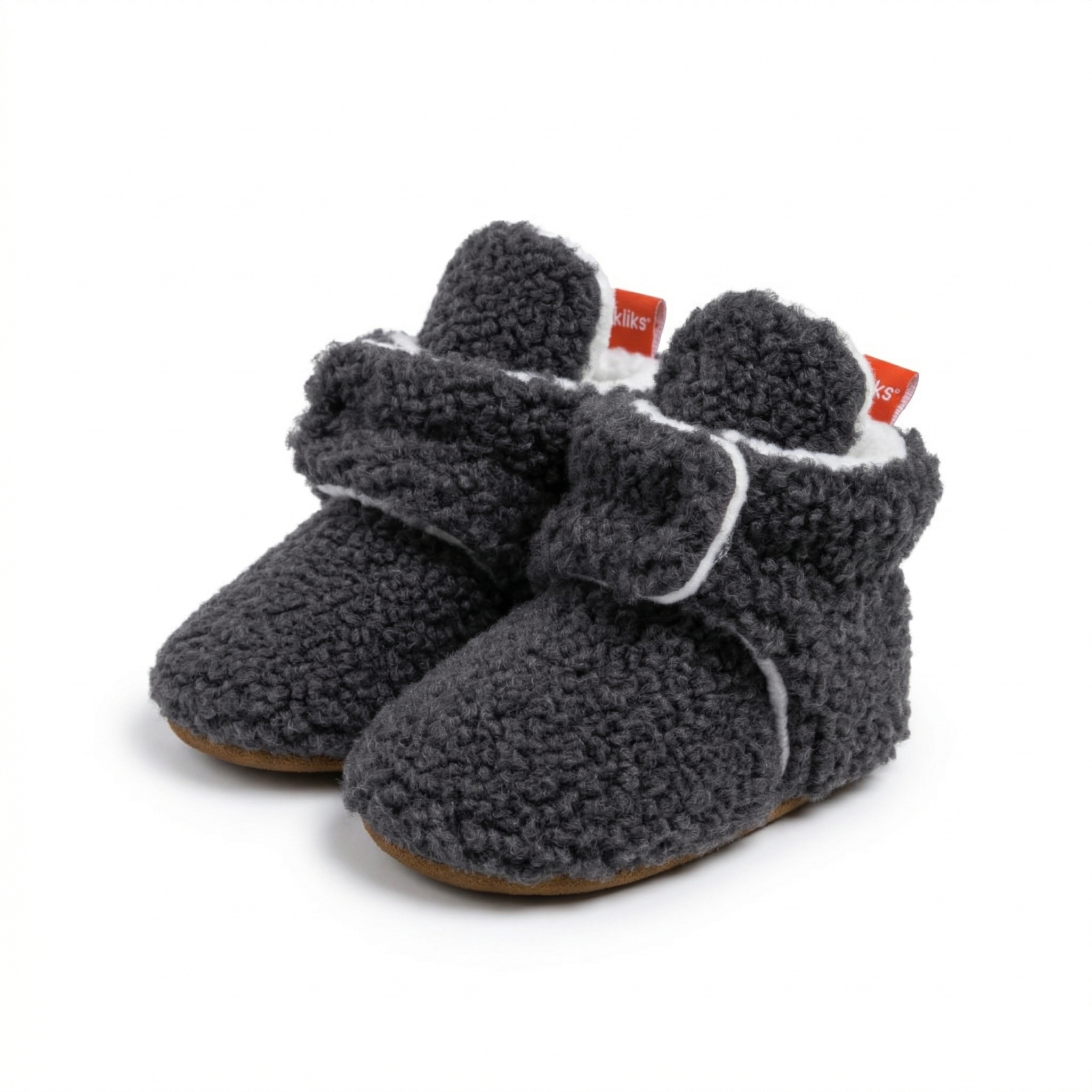 Berber Baby Booties with Snap Closure - Grey Polar Feet
