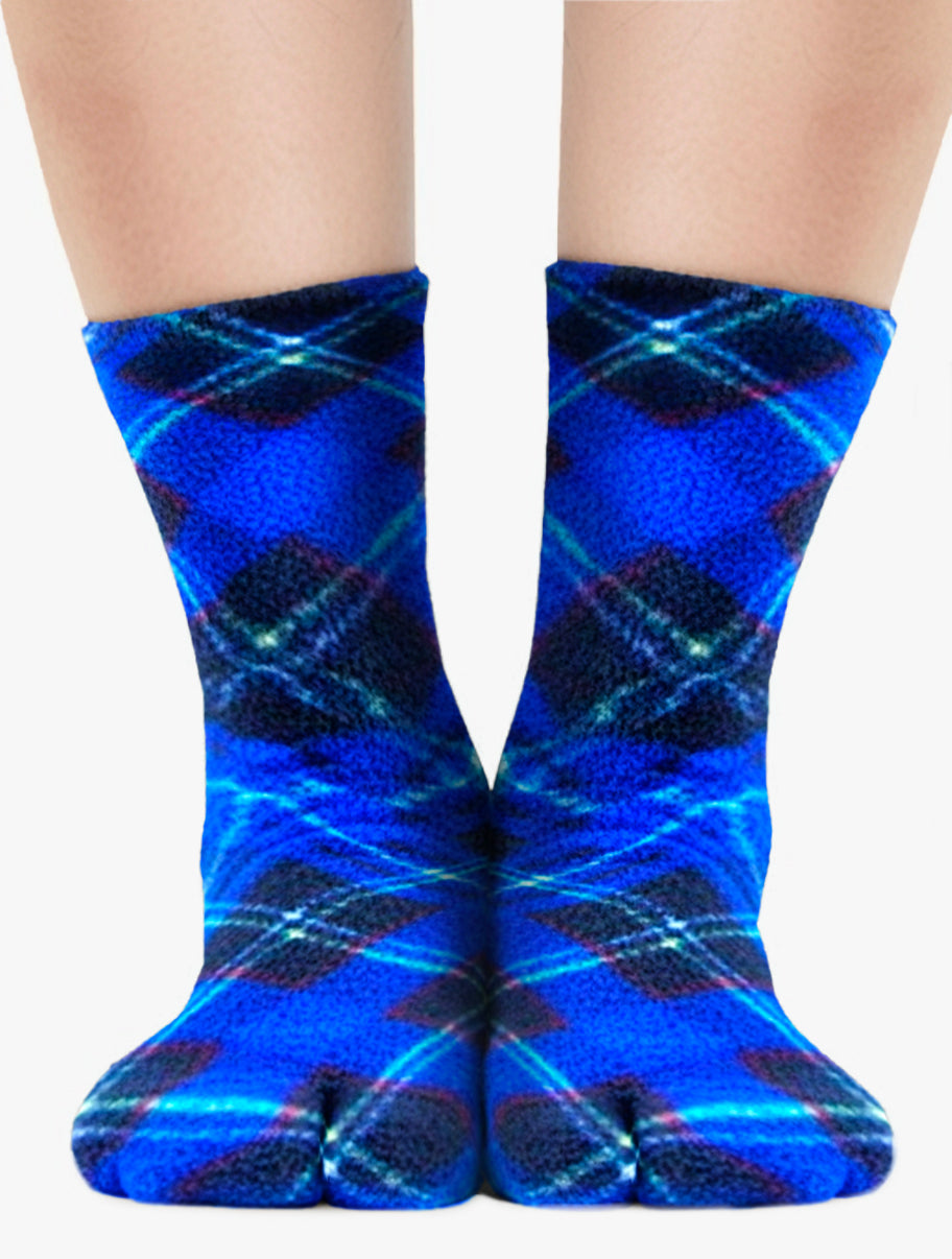 Polar Feet Fleece Tabi Socks - Blue Argyle