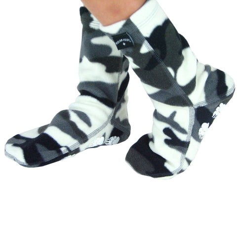 Polar Feet Kids Nonskid Fleece Socks - Snow Camo