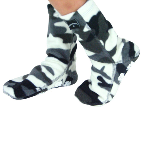 Polar Feet Kids Nonskid Fleece Socks - Snow Camo