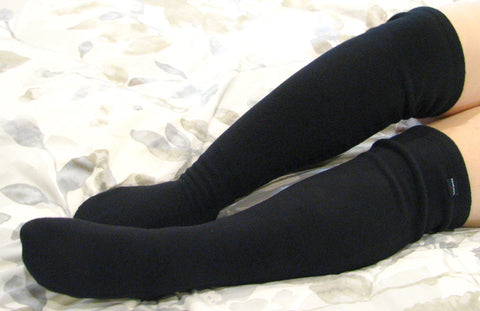 Over The Knee Fleece Socks Black Wide S W 6 7.5